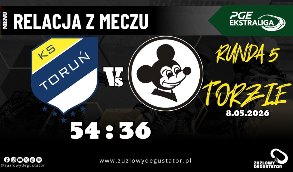 KS Toruń pewnie pokonał Falubaz Zielona Góra. Lambert z czystym kompletem 694413187_1874197079937876_1284462639204852701_n