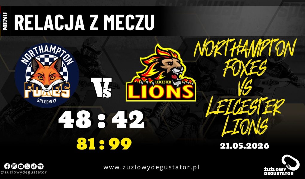 Historyczne zwycięstwo Northampton Foxes. Dobry występ Lidsey'a oraz Iversena OKŁADKI Redakcja