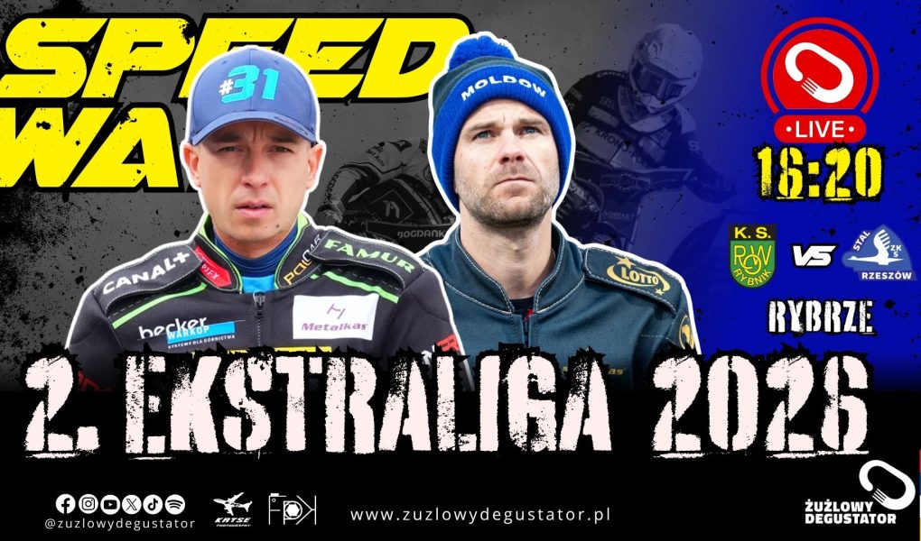 Oglądamy: ROW Rybnik - Stal Rzeszów - 4 kolejka 2. Ekstraligi 2.05.2026 Tło pod lajwy ligowe i SGP 2026 NOWE (6)